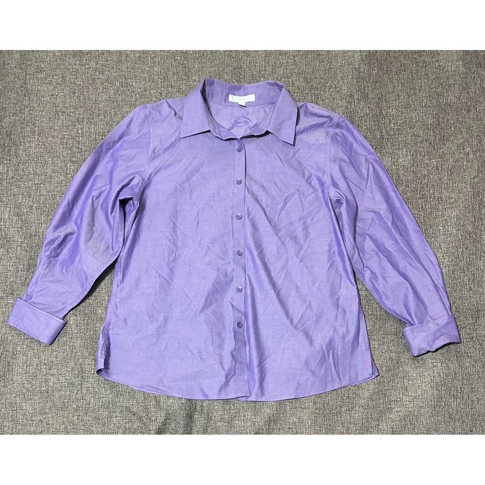 Foxcroft Shaped Fit Women's‎ 16 Solid Purple Long Sleeve Shirt